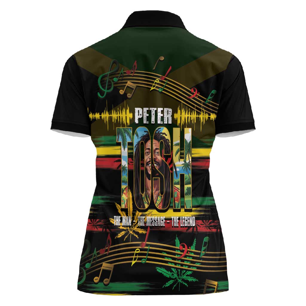 Jamaica Reggae Legend Tosh Women Polo Shirt Cannabis Pattern - African Pride