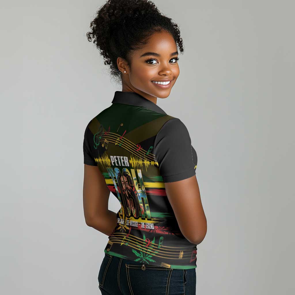 Jamaica Reggae Legend Tosh Women Polo Shirt Cannabis Pattern - African Pride