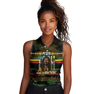 Jamaica Reggae Legend Tosh Women Sleeveless Polo Shirt Cannabis Pattern - African Pride