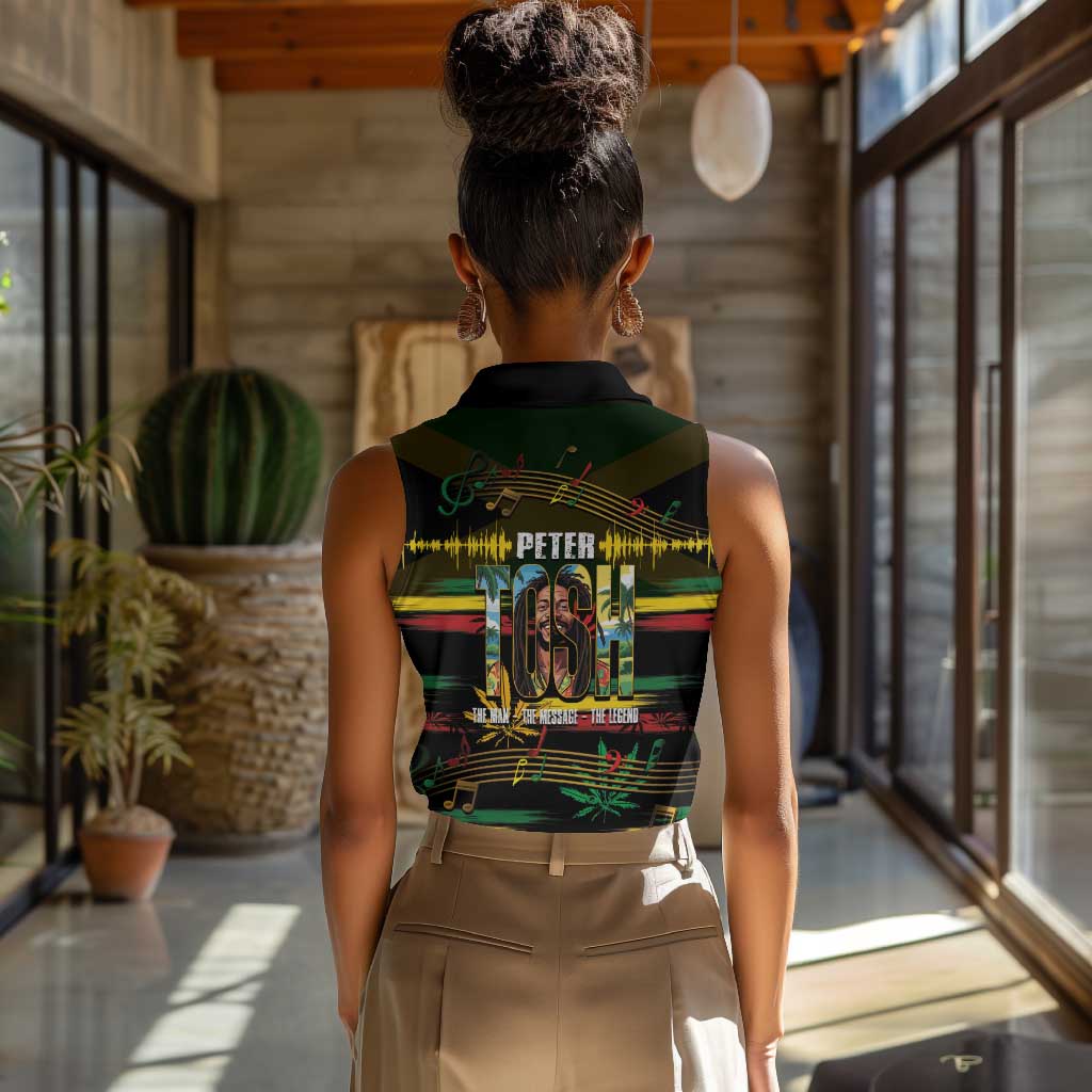 Jamaica Reggae Legend Tosh Women Sleeveless Polo Shirt Cannabis Pattern - African Pride
