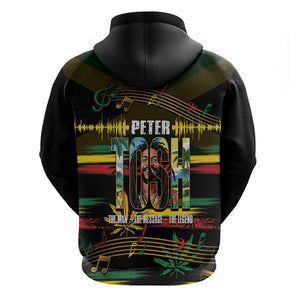 Jamaica Reggae Legend Tosh Zip Hoodie Cannabis Pattern - African Pride