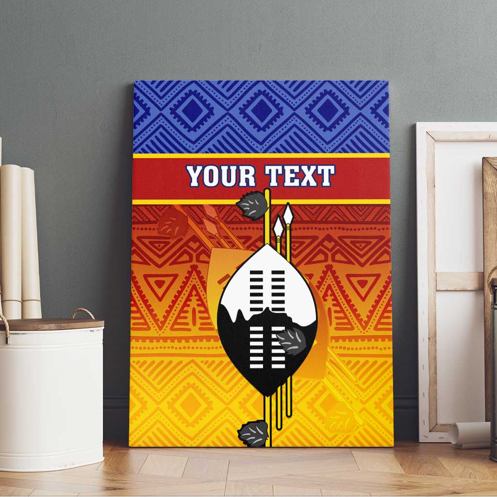 Personalised Eswatini Independence Day Canvas Wall Art Swaziland Nguni Shield Gradient African Pattern