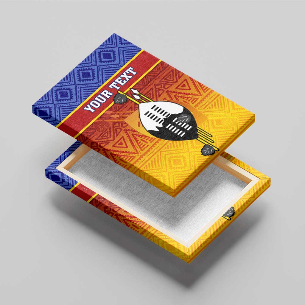 Personalised Eswatini Independence Day Canvas Wall Art Swaziland Nguni Shield Gradient African Pattern
