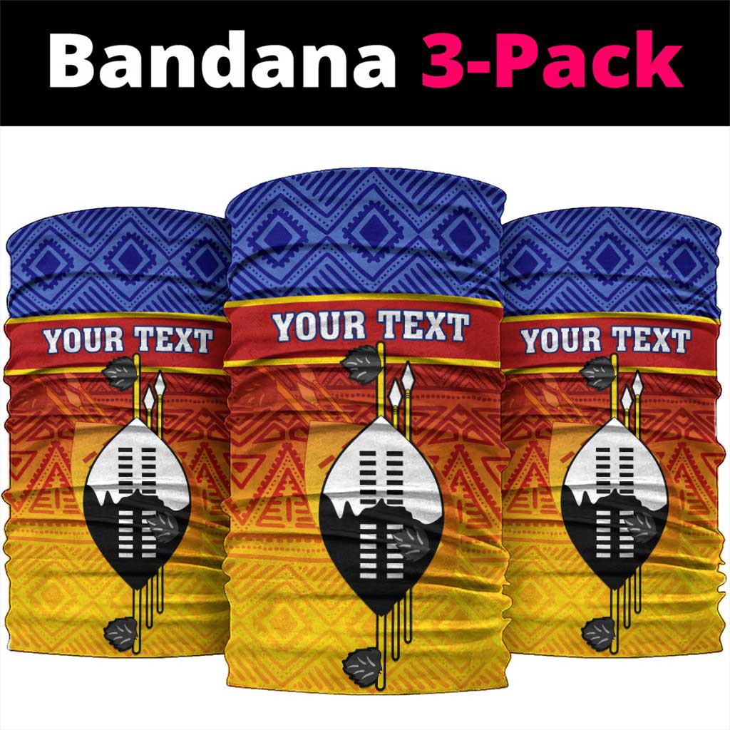 Personalised Eswatini Independence Day Neck Gaiter Swaziland Nguni Shield Gradient African Pattern LT14