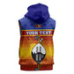 Personalised Eswatini Independence Day Sleeveless Zip Hoodie Swaziland Nguni Shield Gradient African Pattern - African Pride