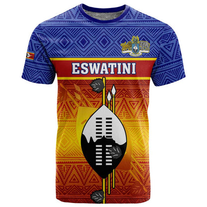 Personalised Eswatini Independence Day T shirt Swaziland Nguni Shield Gradient African Pattern