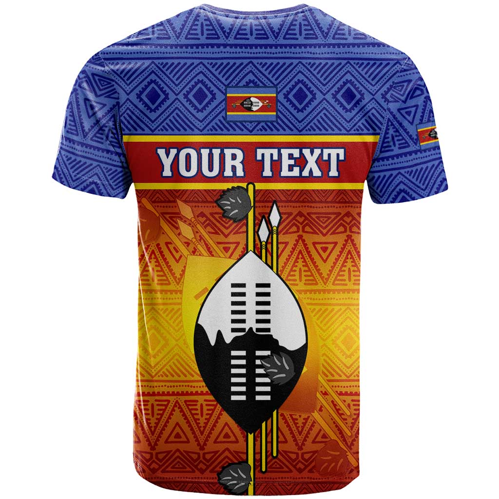 Personalised Eswatini Independence Day T shirt Swaziland Nguni Shield Gradient African Pattern