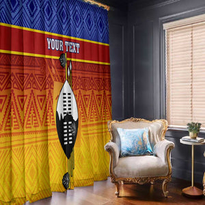 Personalised Eswatini Independence Day Window Curtain Swaziland Nguni Shield Gradient African Pattern