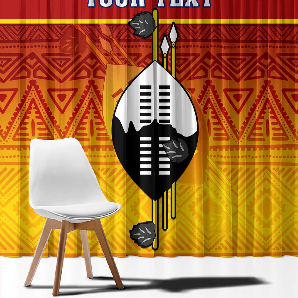Personalised Eswatini Independence Day Window Curtain Swaziland Nguni Shield Gradient African Pattern