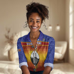 Personalised Eswatini Independence Day Women Casual Shirt Swaziland Nguni Shield Gradient African Pattern LT14