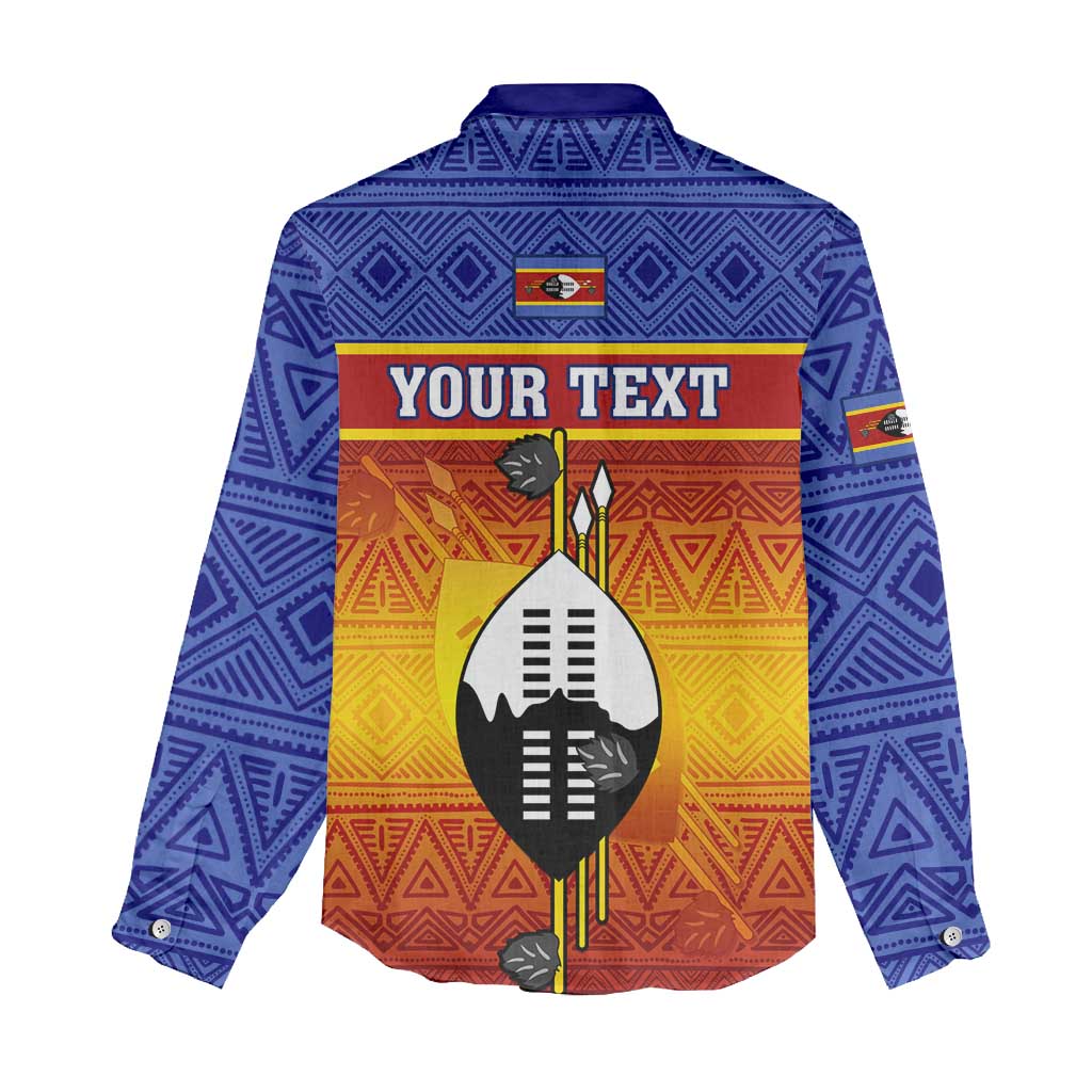 Personalised Eswatini Independence Day Women Casual Shirt Swaziland Nguni Shield Gradient African Pattern LT14