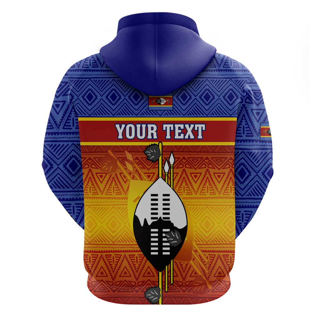 Personalised Eswatini Independence Day Zip Hoodie Swaziland Nguni Shield Gradient African Pattern