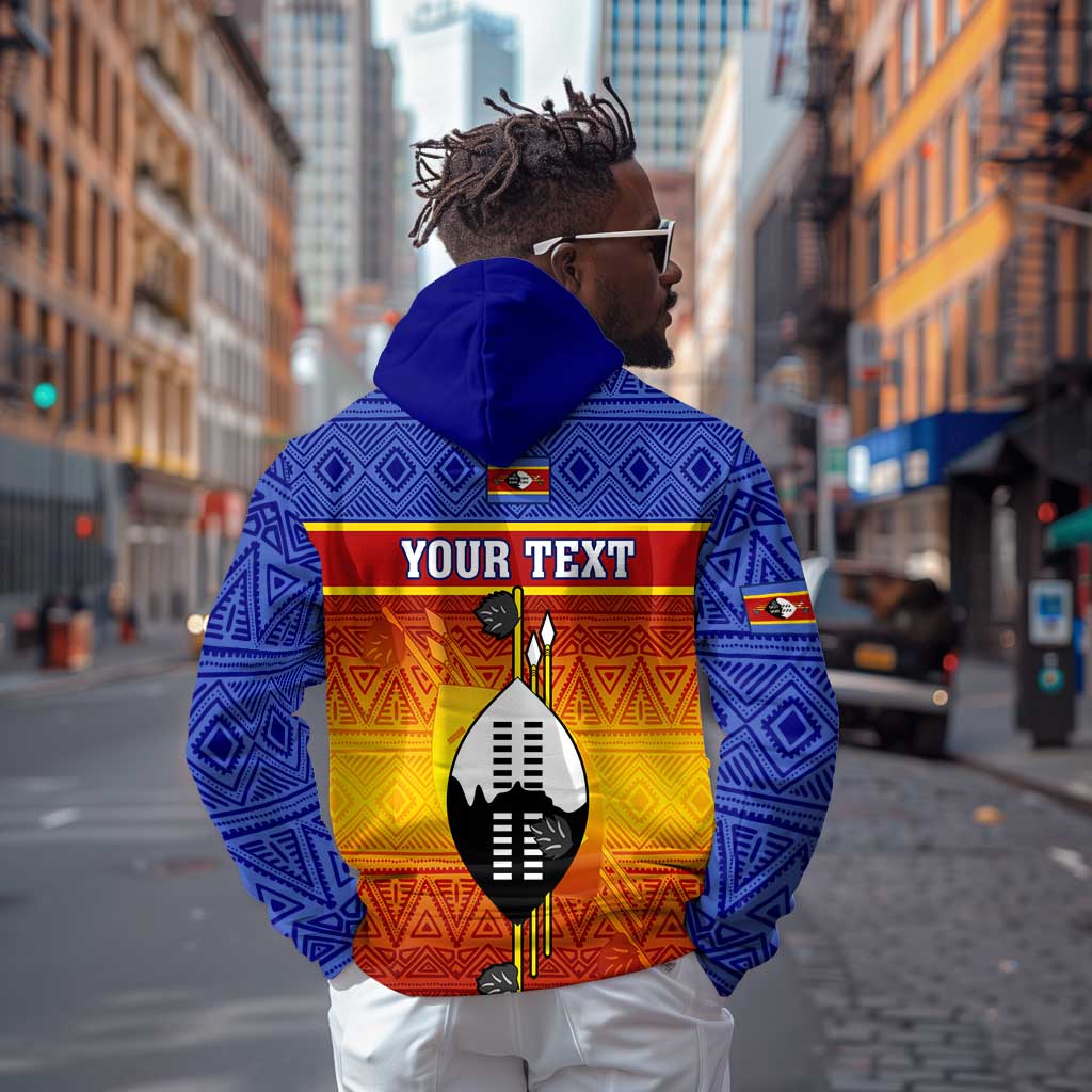 Personalised Eswatini Independence Day Zip Hoodie Swaziland Nguni Shield Gradient African Pattern