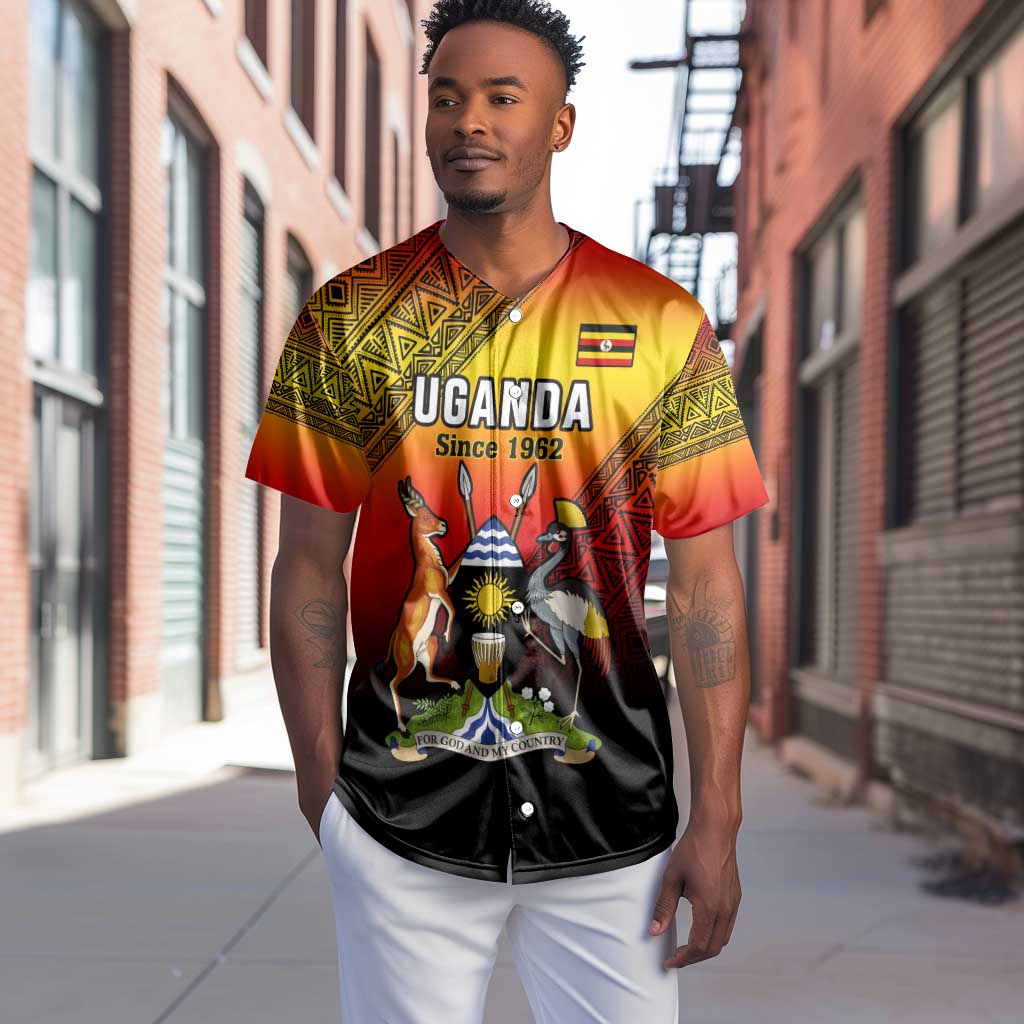 Personalised Uganda Independence Day Baseball Jersey Jamhuri ya Uganda Coat Of Arms