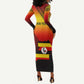 Personalised Uganda Independence Day Long Sleeve Bodycon Dress Jamhuri ya Uganda Coat Of Arms LT14
