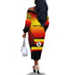 Personalised Uganda Independence Day Off The Shoulder Long Sleeve Dress Jamhuri ya Uganda Coat Of Arms