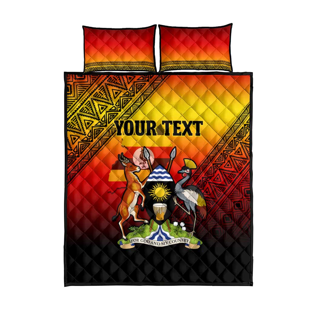 Personalised Uganda Independence Day Quilt Bed Set Jamhuri ya Uganda Coat Of Arms