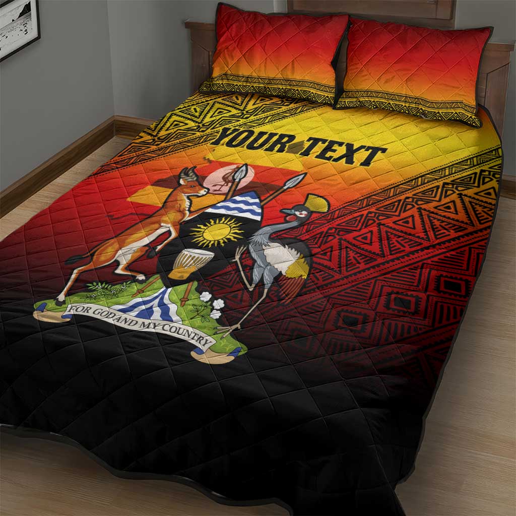Personalised Uganda Independence Day Quilt Bed Set Jamhuri ya Uganda Coat Of Arms
