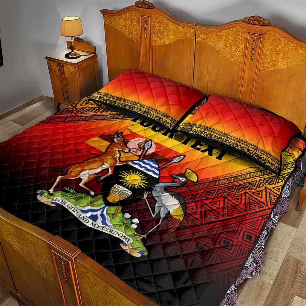 Personalised Uganda Independence Day Quilt Bed Set Jamhuri ya Uganda Coat Of Arms