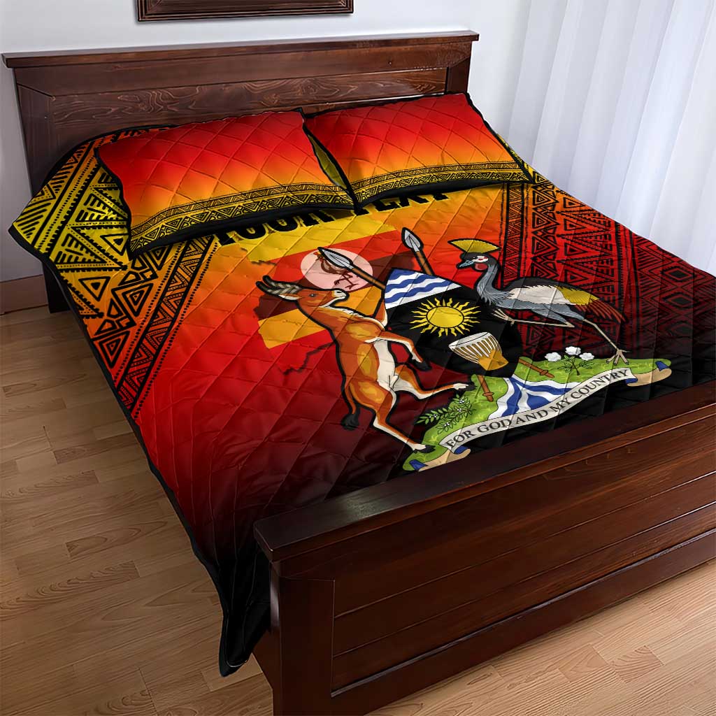 Personalised Uganda Independence Day Quilt Bed Set Jamhuri ya Uganda Coat Of Arms