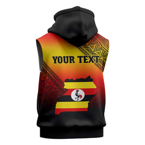 Personalised Uganda Independence Day Sleeveless Zip Hoodie Jamhuri ya Uganda Coat Of Arms - African Pride