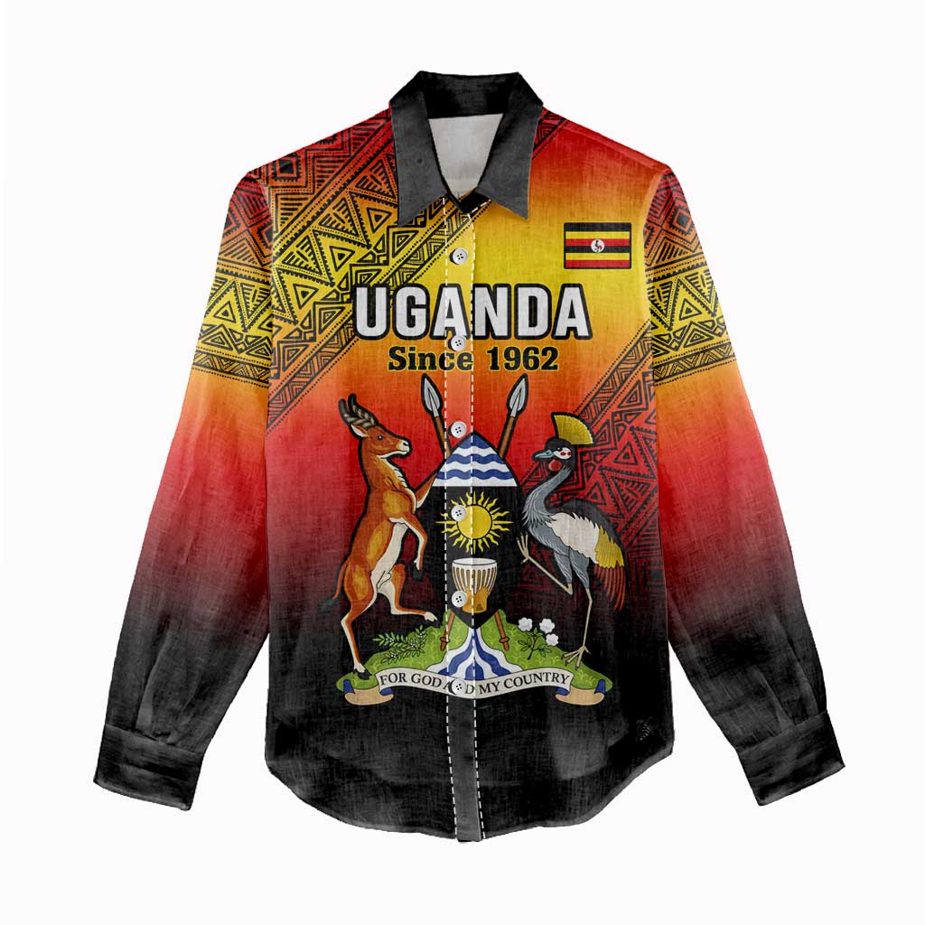 Personalised Uganda Independence Day Women Casual Shirt Jamhuri ya Uganda Coat Of Arms LT14