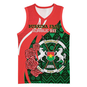 Personalized Burkina Faso Republic Day Basketball Jersey Bogolan Mudcloth - Coat Of Arms Design - African Pride