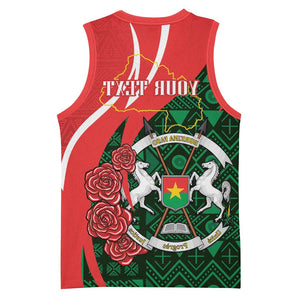 Personalized Burkina Faso Republic Day Basketball Jersey Bogolan Mudcloth - Coat Of Arms Design - African Pride