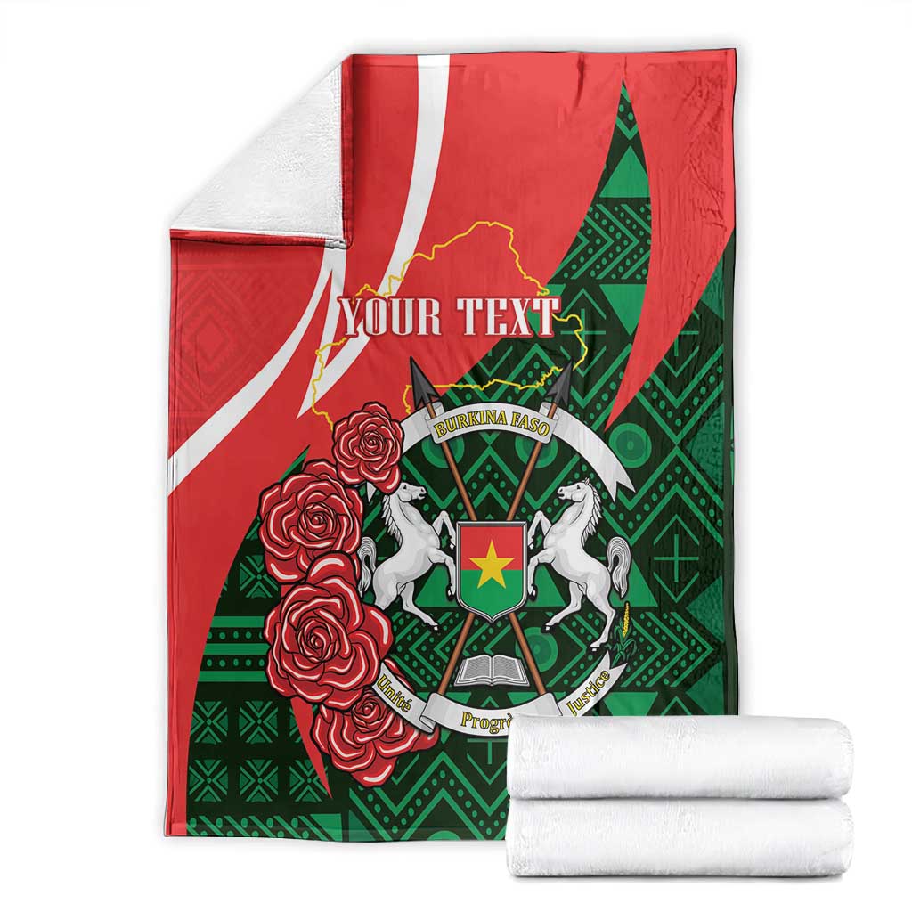 Personalized Burkina Faso Republic Day Blanket Bogolan Mudcloth - Coat Of Arms Design