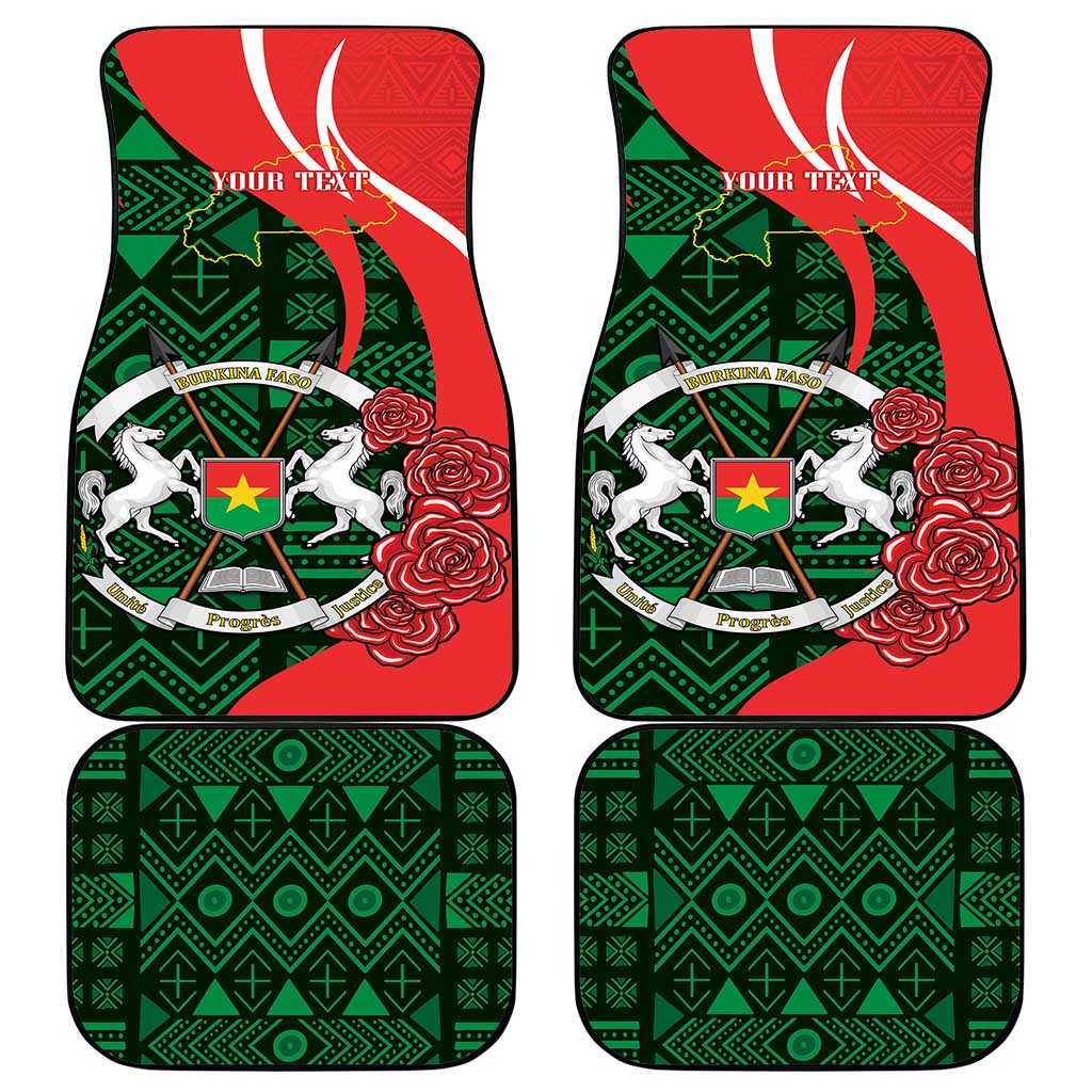 Personalized Burkina Faso Republic Day Car Mats Bogolan Mudcloth - Coat Of Arms Design
