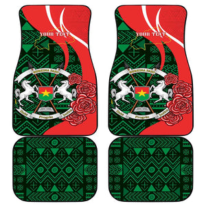 Personalized Burkina Faso Republic Day Car Mats Bogolan Mudcloth - Coat Of Arms Design