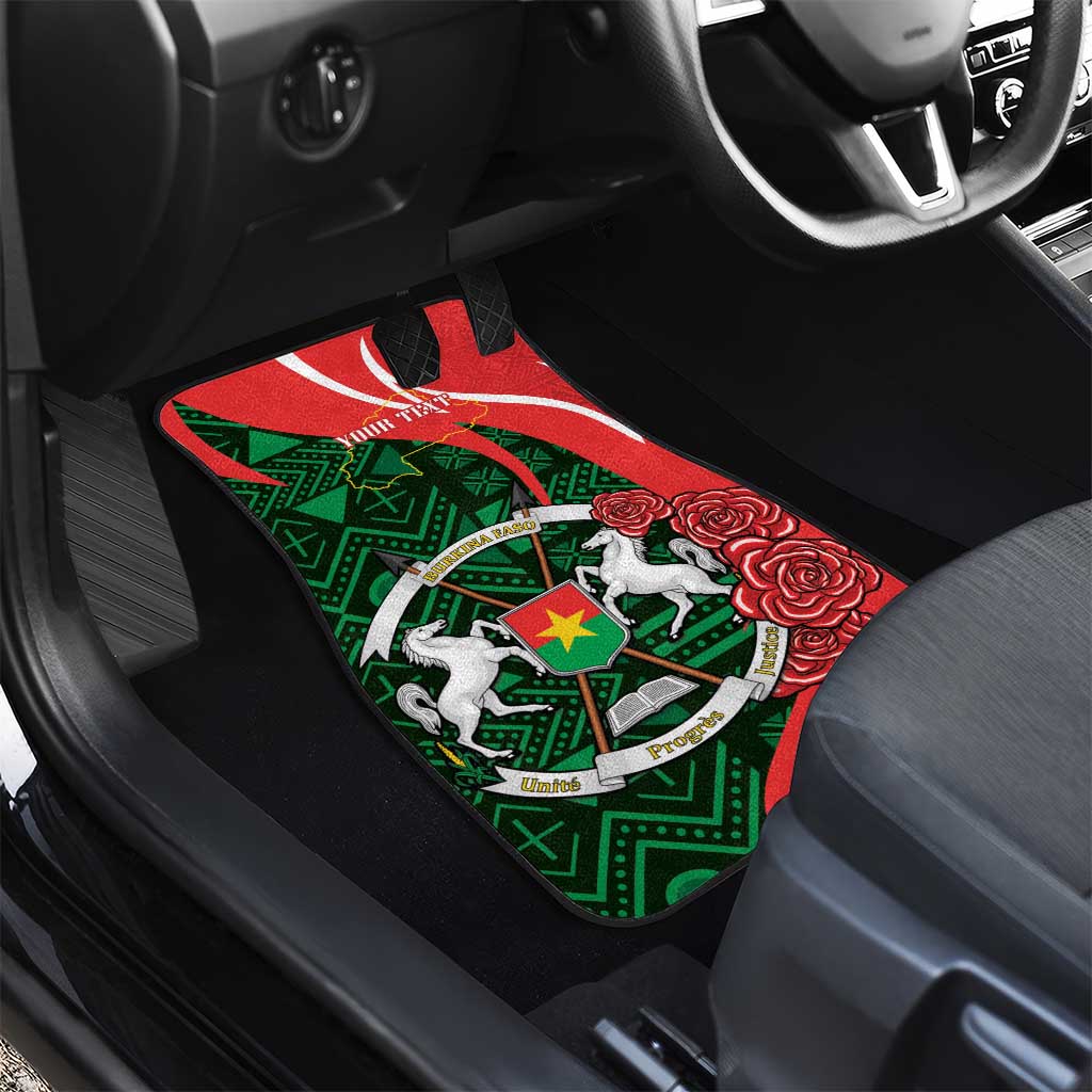 Personalized Burkina Faso Republic Day Car Mats Bogolan Mudcloth - Coat Of Arms Design
