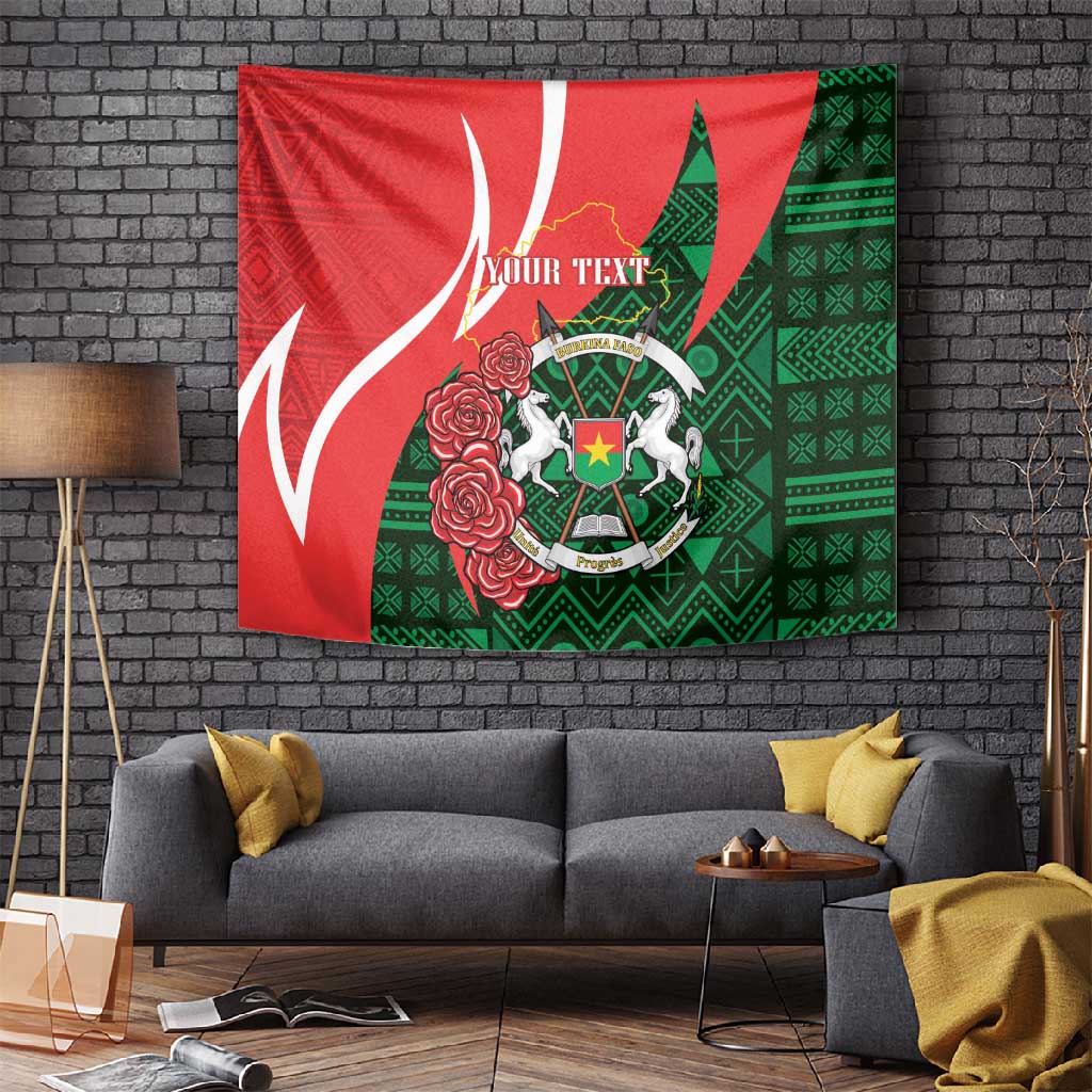 Personalized Burkina Faso Republic Day Tapestry Bogolan Mudcloth - Coat Of Arms Design