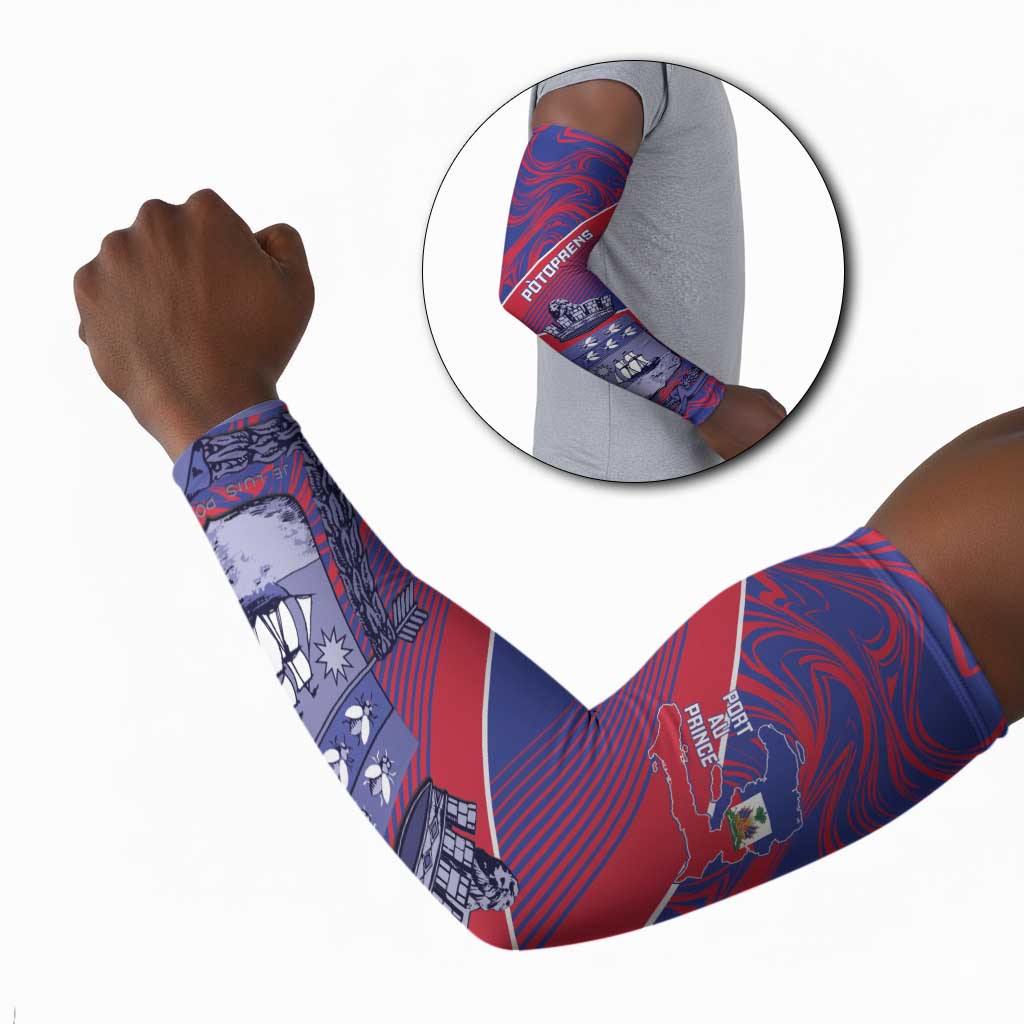 Port-au-Prince Afro-Haitians Arm Sleeves Ayiti Map Pòtoprens Flag Color - African Pride