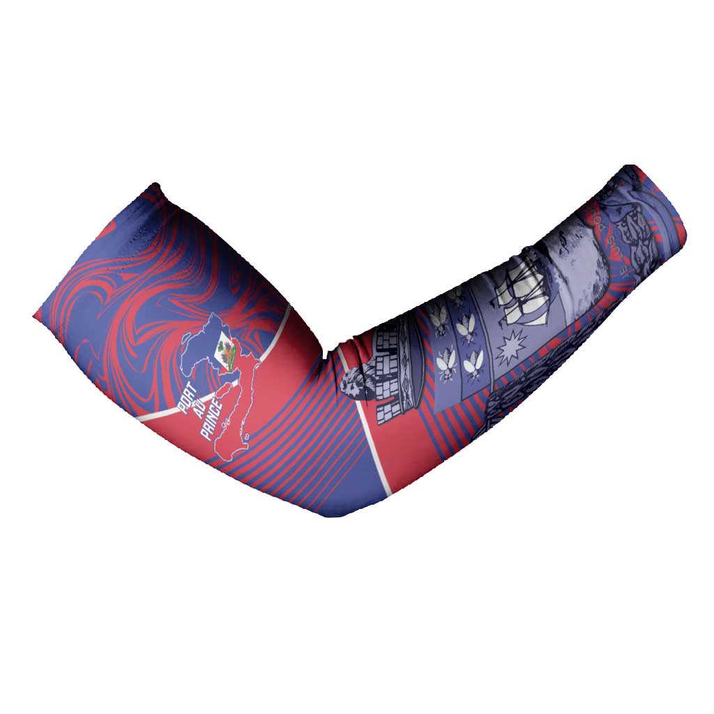 Port-au-Prince Afro-Haitians Arm Sleeves Ayiti Map Pòtoprens Flag Color - African Pride