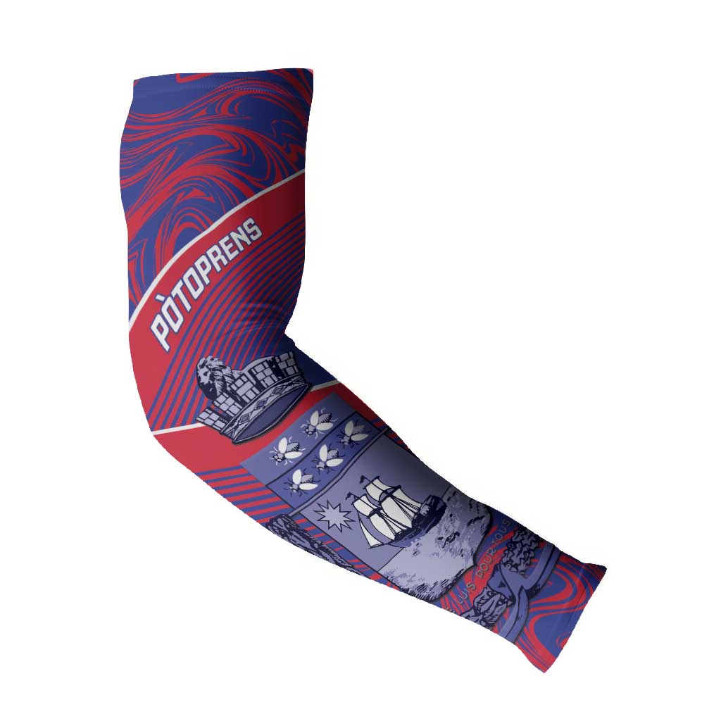 Port-au-Prince Afro-Haitians Arm Sleeves Ayiti Map Pòtoprens Flag Color - African Pride