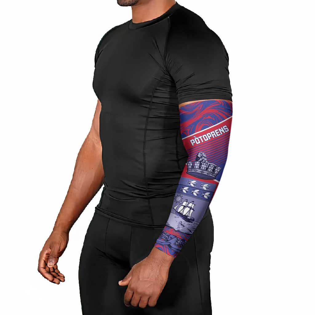 Port-au-Prince Afro-Haitians Arm Sleeves Ayiti Map Pòtoprens Flag Color - African Pride