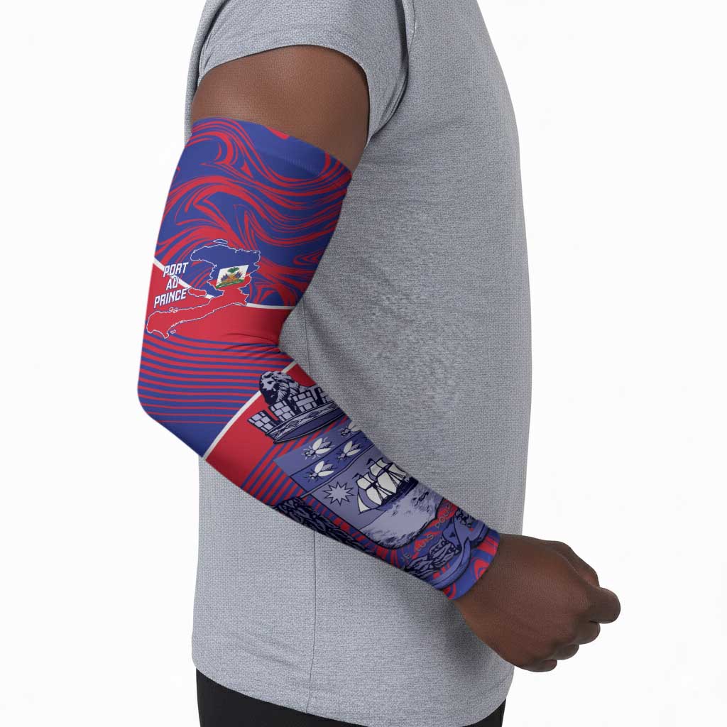 Port-au-Prince Afro-Haitians Arm Sleeves Ayiti Map Pòtoprens Flag Color - African Pride
