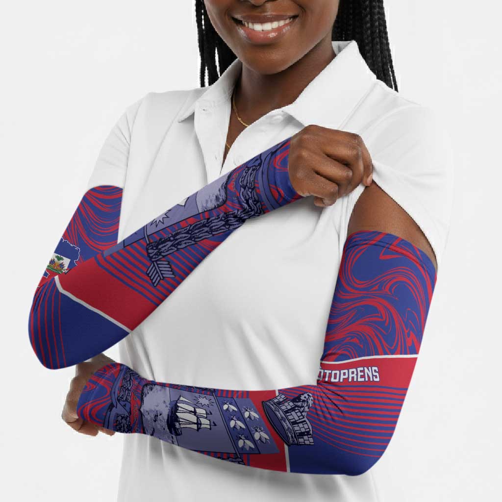 Port-au-Prince Afro-Haitians Arm Sleeves Ayiti Map Pòtoprens Flag Color - African Pride