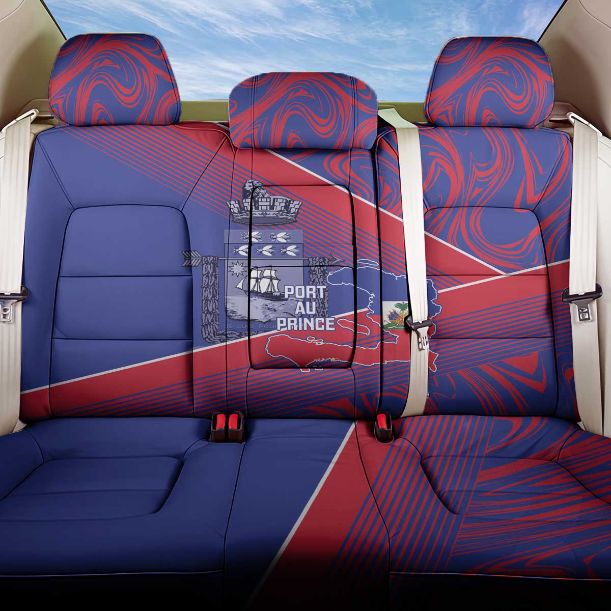 Port-au-Prince Afro-Haitians Back Car Seat Cover Ayiti Map Pòtoprens Flag Color - African Pride