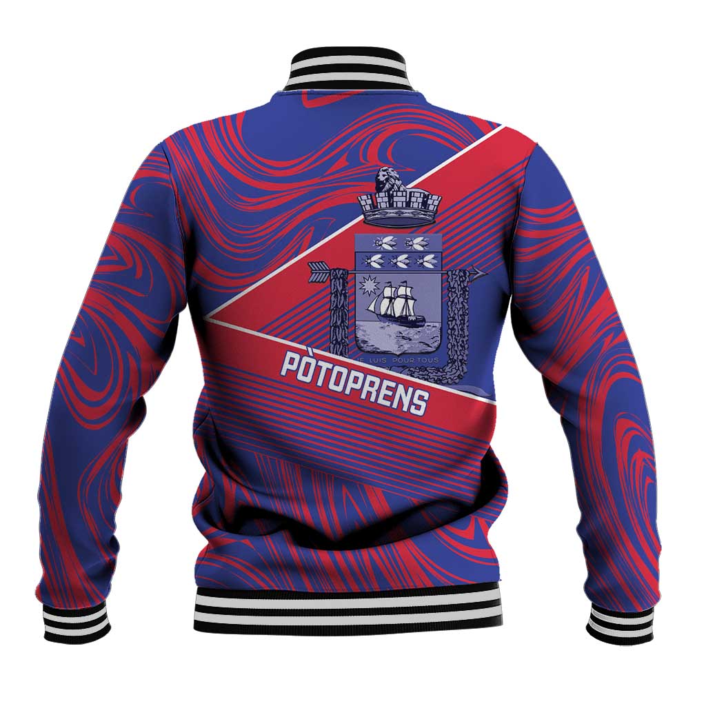 Port-au-Prince Afro-Haitians Baseball Jacket Ayiti Map Pòtoprens Flag Color - African Pride