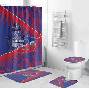 Port-au-Prince Afro-Haitians Bathroom Set Ayiti Map Pòtoprens Flag Color - African Pride