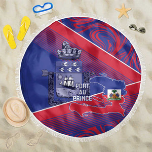 Port-au-Prince Afro-Haitians Beach Blanket Ayiti Map Pòtoprens Flag Color - African Pride