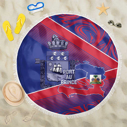 Port-au-Prince Afro-Haitians Beach Blanket Ayiti Map Pòtoprens Flag Color - African Pride