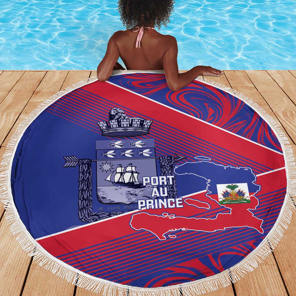 Port-au-Prince Afro-Haitians Beach Blanket Ayiti Map Pòtoprens Flag Color - African Pride