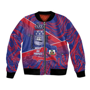 Port-au-Prince Afro-Haitians Bomber Jacket Ayiti Map Pòtoprens Flag Color - African Pride