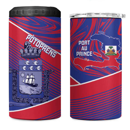 Port-au-Prince Afro-Haitians 4 in 1 Can Cooler Tumbler Ayiti Map Pòtoprens Flag Color - African Pride