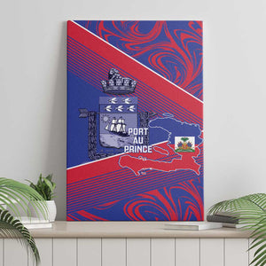 Port-au-Prince Afro-Haitians Canvas Wall Art Ayiti Map Pòtoprens Flag Color - African Pride