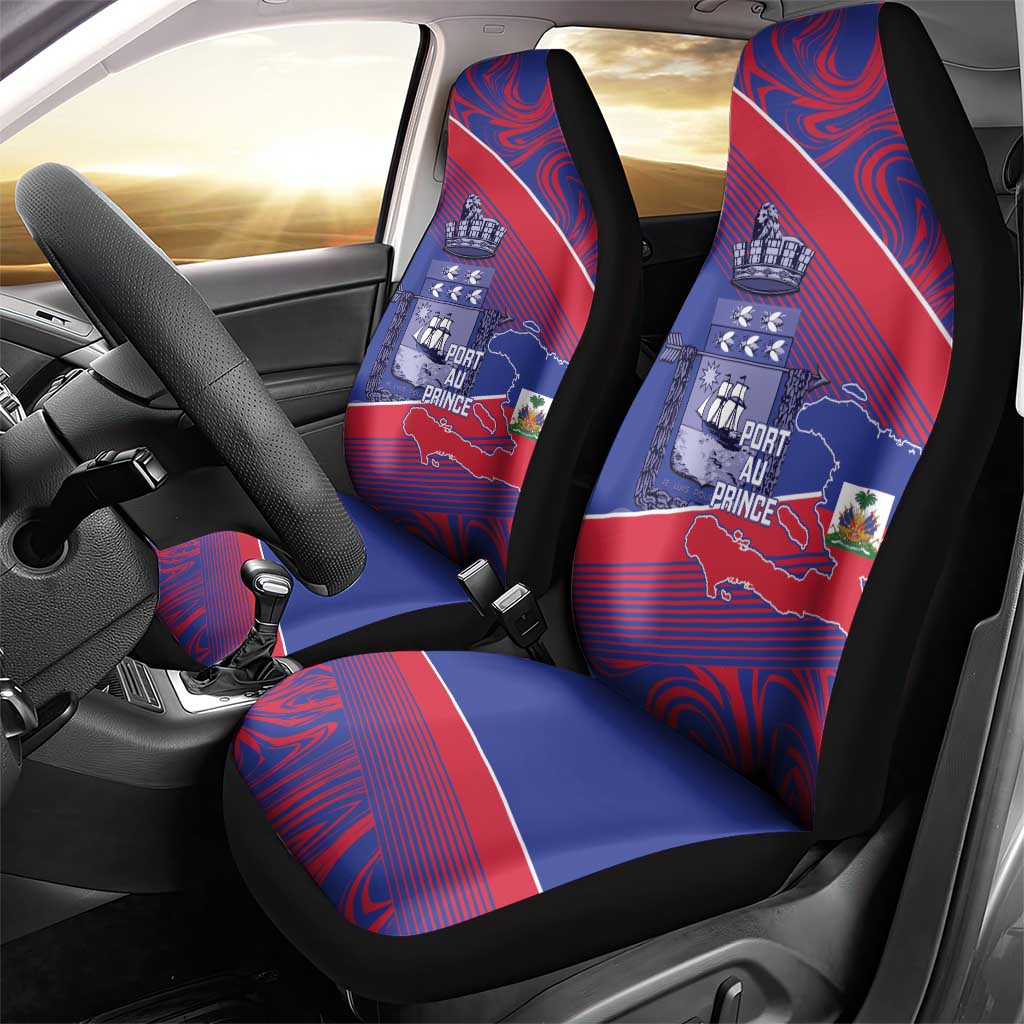 Port-au-Prince Afro-Haitians Car Seat Cover Ayiti Map Pòtoprens Flag Color - African Pride