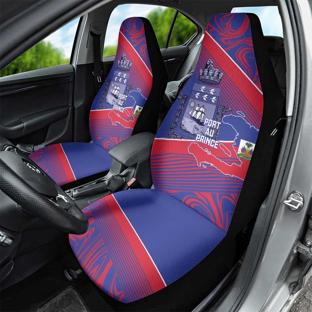 Port-au-Prince Afro-Haitians Car Seat Cover Ayiti Map Pòtoprens Flag Color - African Pride